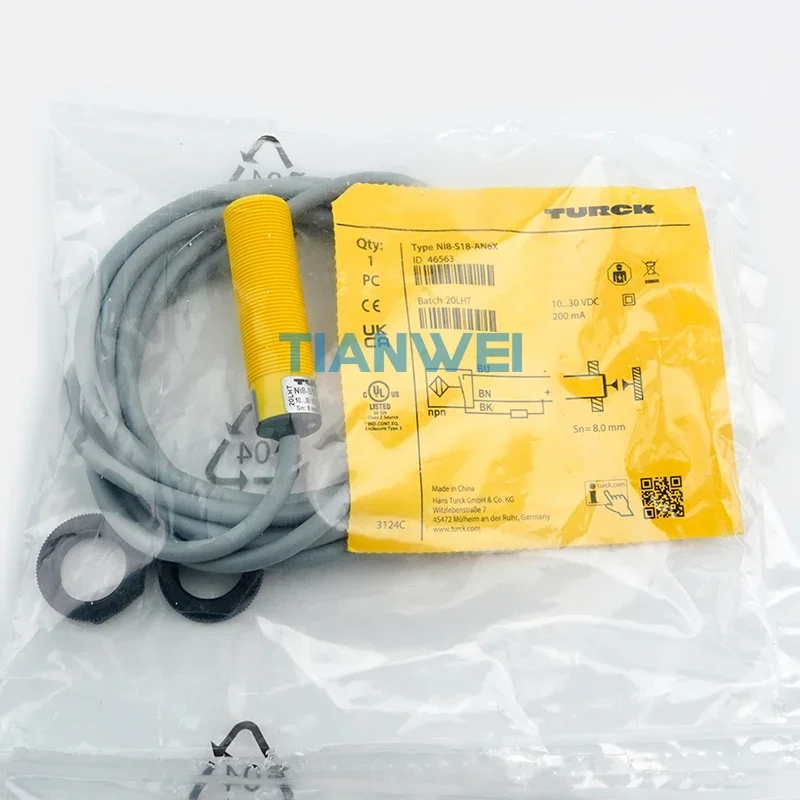 

100% New and Original Germany TURCK Inductive Sensor NI8-S18-AN6X, NPN, Non-flush mounting, DC10-30V, M18
