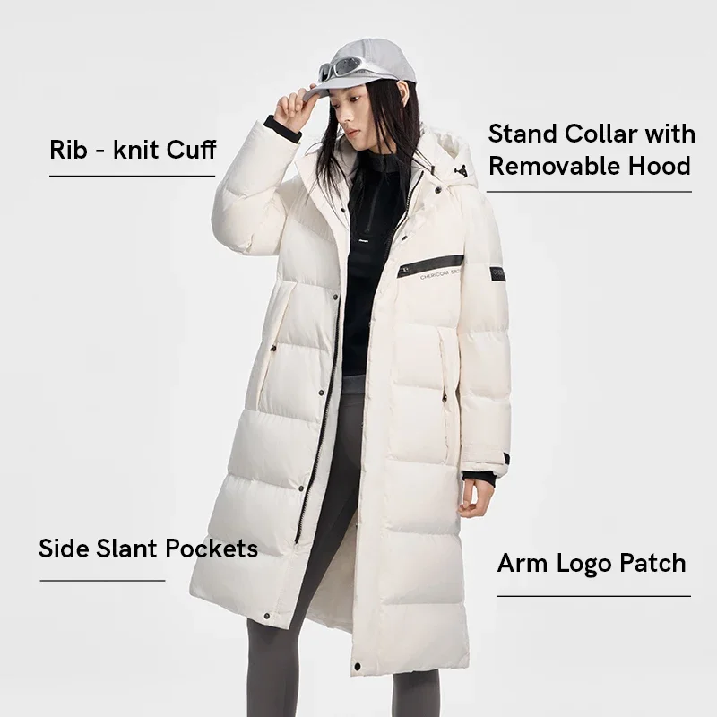 เสื้อแจ็คเก็ตขนห่าน Chericom รุ่น 2025 แบบยาว มีฮู้ด แขนเสื้อแบบติดตีนตุ๊กแก เสื้อพัฟเฟอร์ผู้หญิง กันน้ำ สวมใส่สบาย เสื้อผ้าผู้หญิง รุ่น Y309605Y