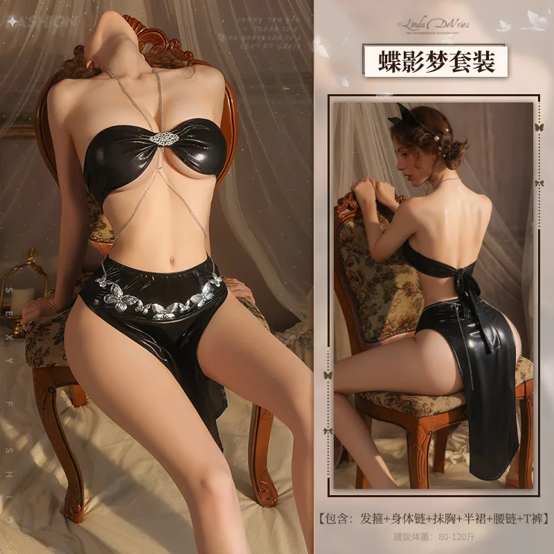 Neues Design Damen Sexy Rollenspiel Katze Dessous Kleid Erwachsene Dame Halloween Party Cosplay Kostüme Freche Nacht Fliter Bikini Sets