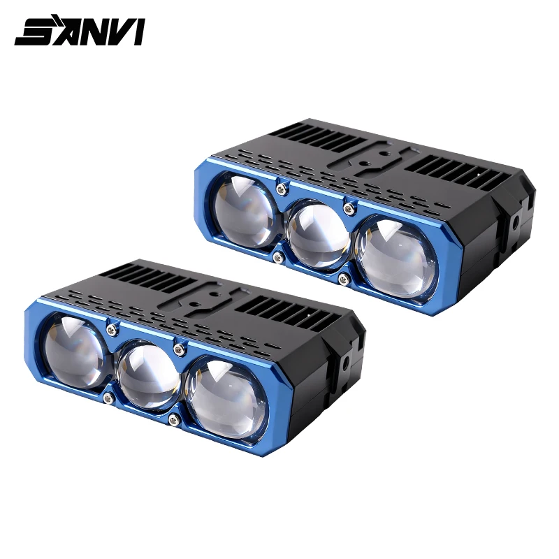 SANVI S301 Projector LED Grille Light 3Lens Spotlight for Car Motorcycle Auxiliary Light Fog Lamp 12V 96W  5500K 17360Lux