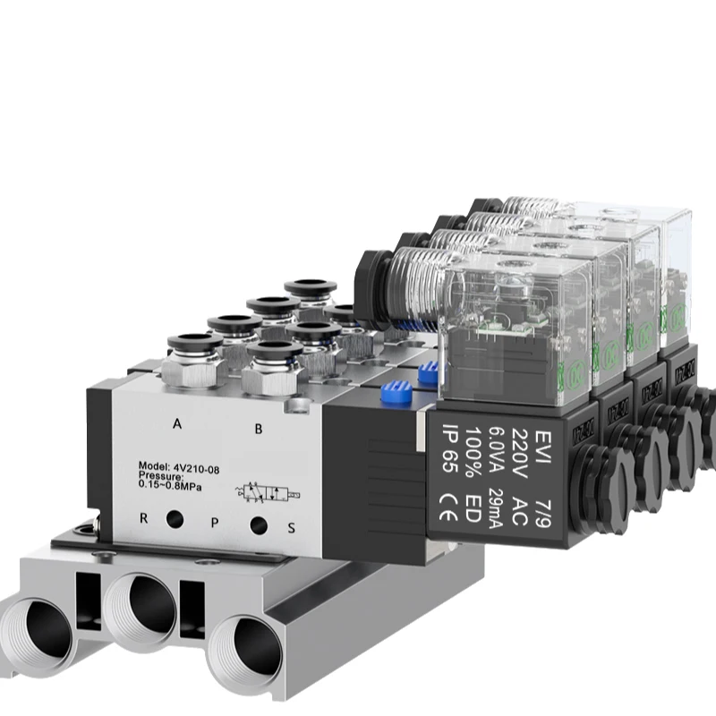 4V110-06 Pneumatic Solenoid Control Valve Group 24v Three-position Valve Group 4v210-08 Electronic Air Valve 220V Combination