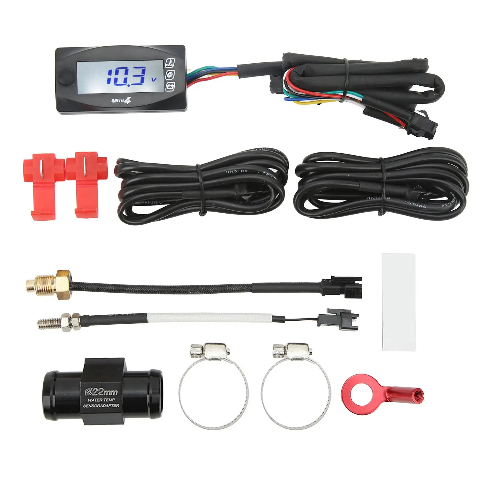 

4-in-1 Motorcycle LCD Digital Thermometer Engine Water Voltage Time Meter Universal DC12V