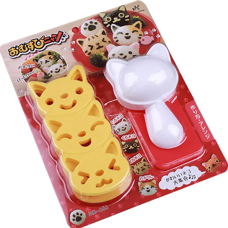 Cute Cat Sushi Nori Rice Mold Dog Bear Rabbit Panda Rice Embossing Moulds Bento Sanwich Decoration Cutter Onigiri Maker Molds