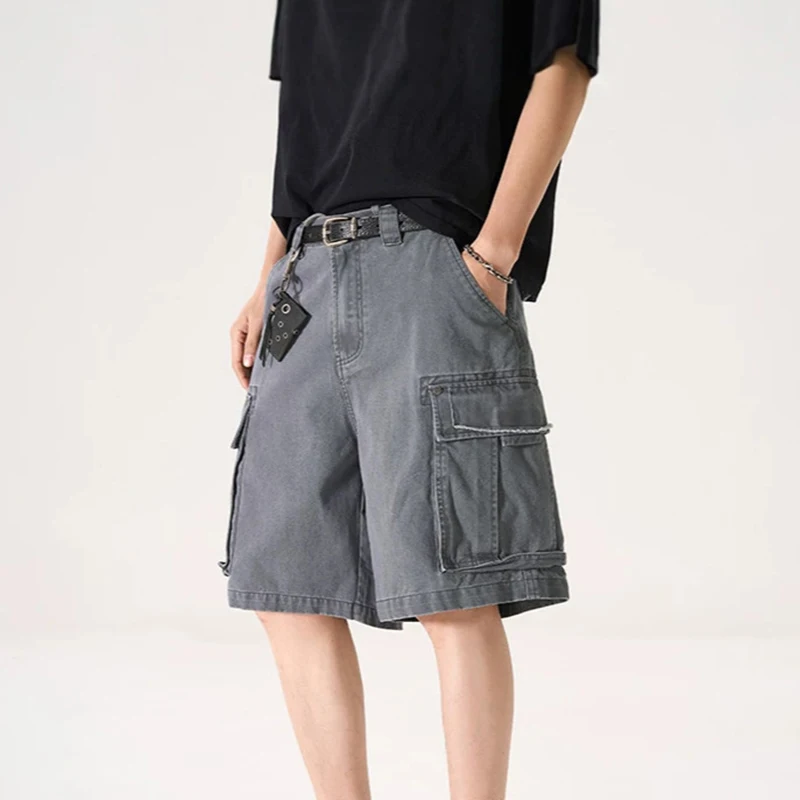 American Style Men's Summer Workwear Shorts Couple's Loose Casual Cotton Cargo Pants High Street Retro Heavyweight Shorts
