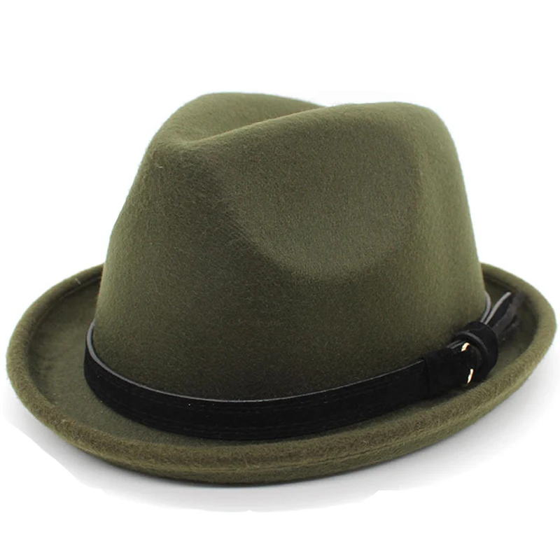 New Wool Retro Women's Men's Round Top Cap Fedora Porkpie Pork Pie Bowler Hat Elegant Ribbon Band(58cm,Adjust )