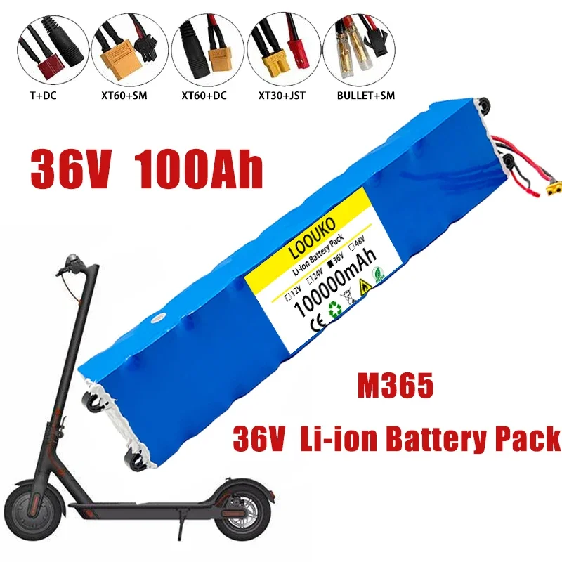 

2024 36V 100AH 18650 Lithium Battery Pack 10S3P 20000mah 500W Same Port 42V Electric Scooter M365 Ebike Power Battery with BMS