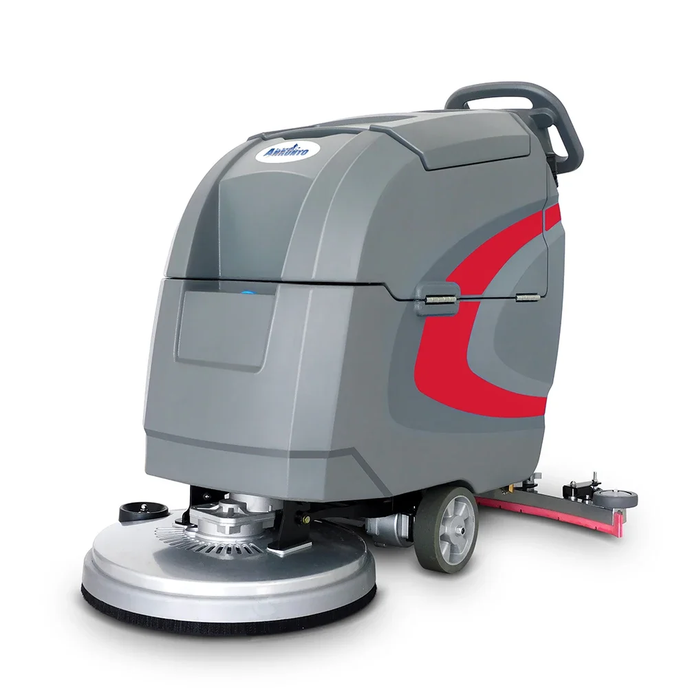 

Hand Push Scrubber Road Walk Behind Floor Scrubber Street Electric Cleaning Manual Scrubber Wireless