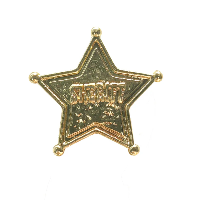 Pentagon Star Magnetic Badge Metal Sheriff Star Magnet Brooch No Pin Lapel Pin Western Cowboy Clothing Hat Decor Jewelry Accesso