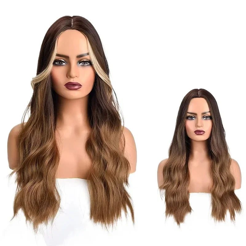 Long side air bangs, bangs wave curl clip front bangs, suitable for women's daily use set long temples