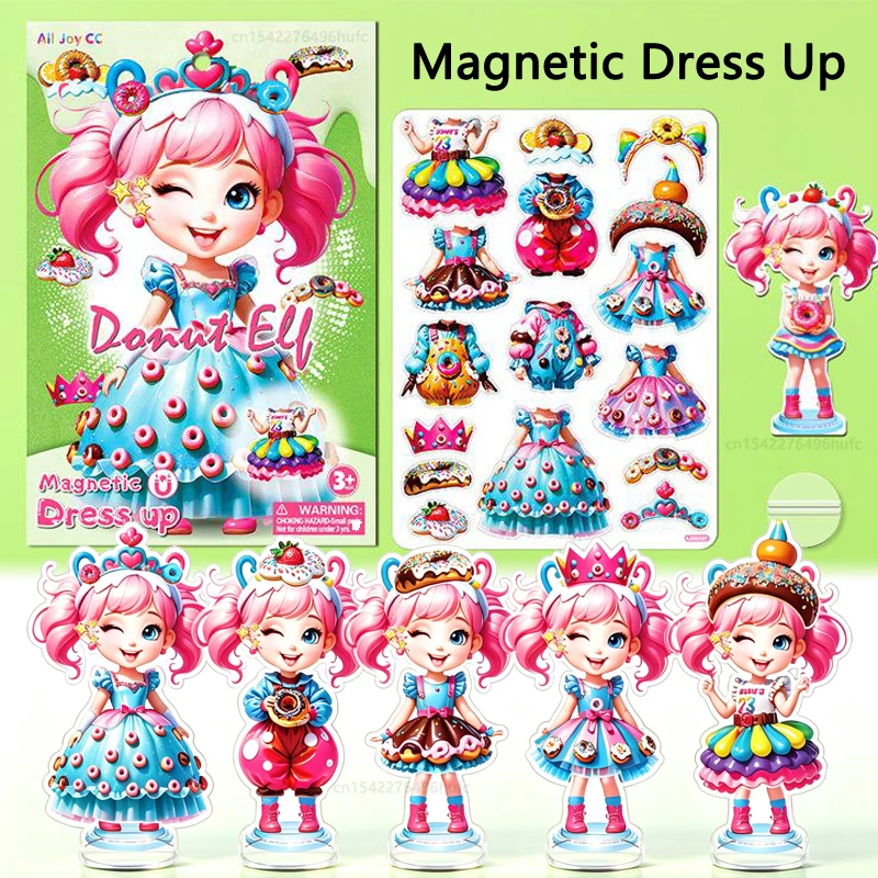 Kids Magnetic Dress Up Doll Toy Reusable Magnet Outfit Accessories Set DIY Pretend Fashion Matching Game Birthday Gift for Girls