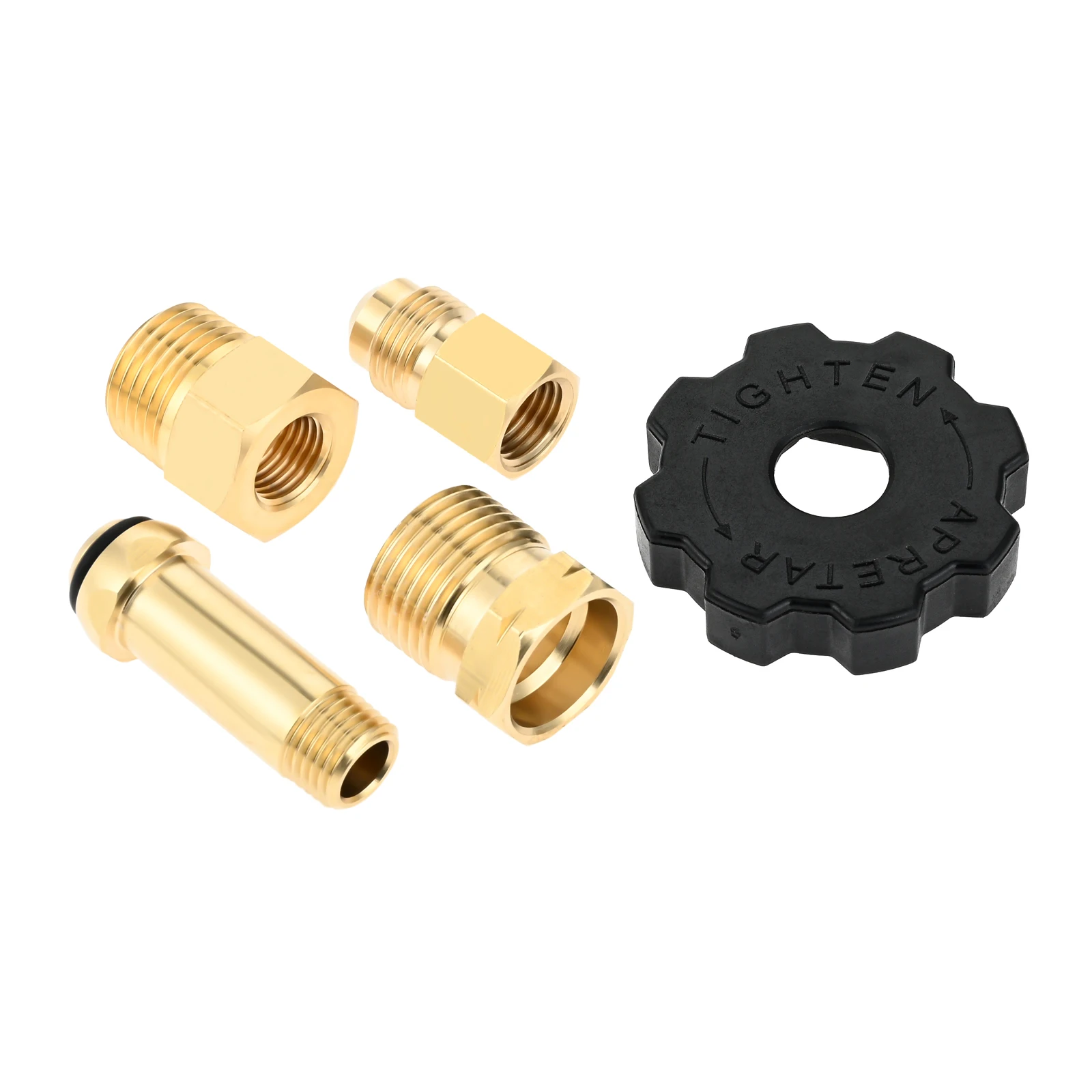 Pol Propane Gas Tank Adapter Plug with Full Flow x 1/4 Male NPT, 3/8" Male Flare and 1/2" Male NPT Converter Fitting for Camping