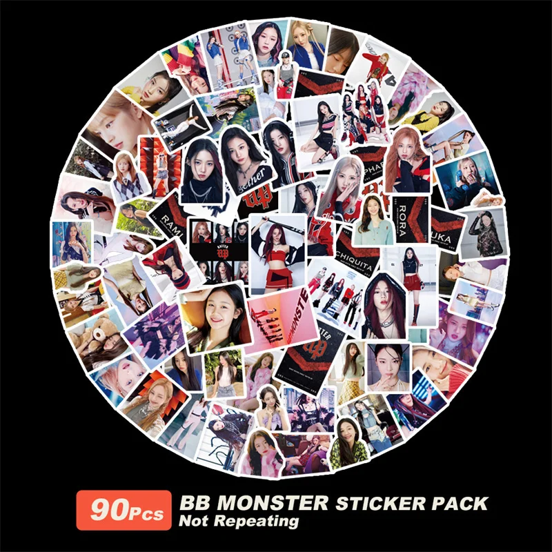 90pcs KPOP Stickers BBMONSTER Debut New Album BATTER UP Stickers Little Monster Pvc Stickers AHYEON HARAM RORA PHARITA CHIQUITA