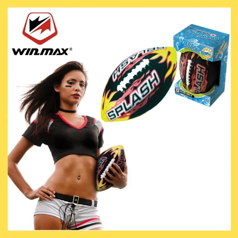 Win.Max Splash Beach American Football, Waterproof Floating Black Rugby Ball for Outdoor Sports, Pool, Sand, Yard Games Training