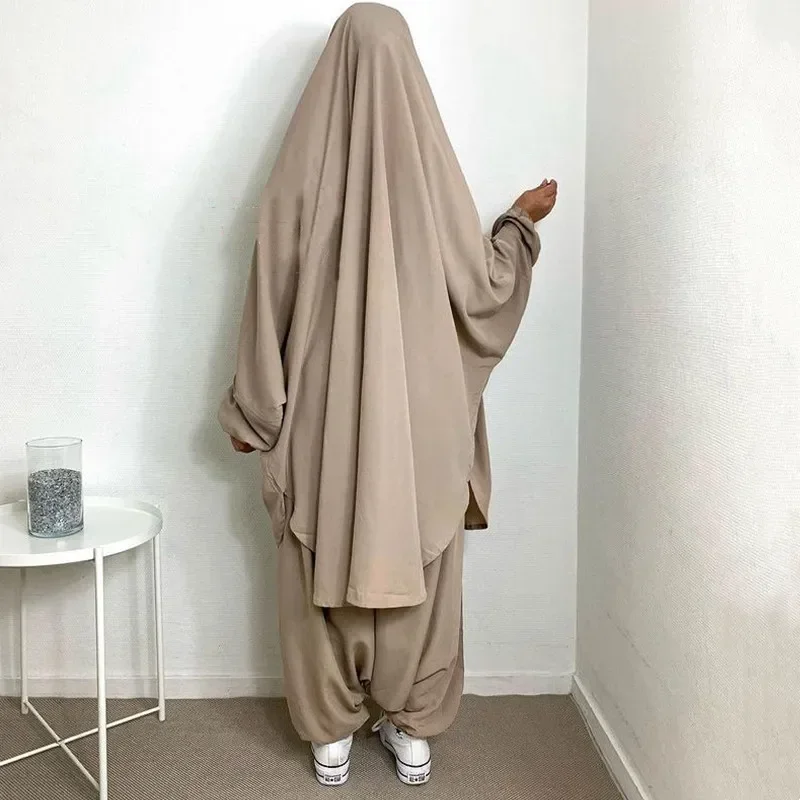 Abaya à Capuche pour Femme, Ensemble de 2 Pièces, Longue Robe de Prière, tiens imar, Hijab, Ensemble Musulman, Pantalon Trempé, Vêtements Islamiques, Niqab, Djellaba