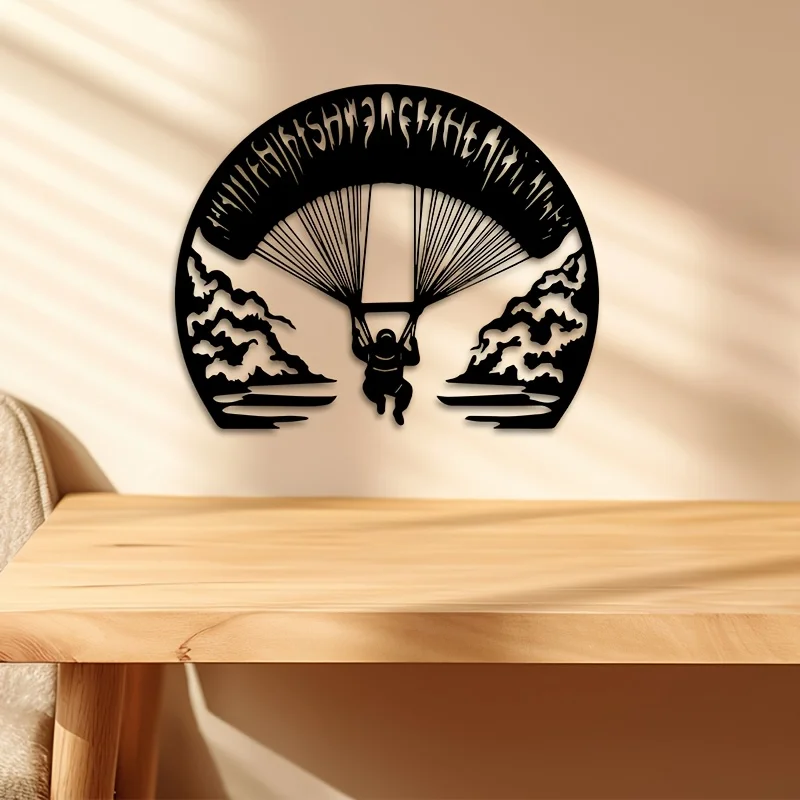CIFBUY Metal Paraglider Wall Art Iron Glider Sculpture Patriotic Decor Aviation Room Ornament Perfect Gift For Skydiving Fans