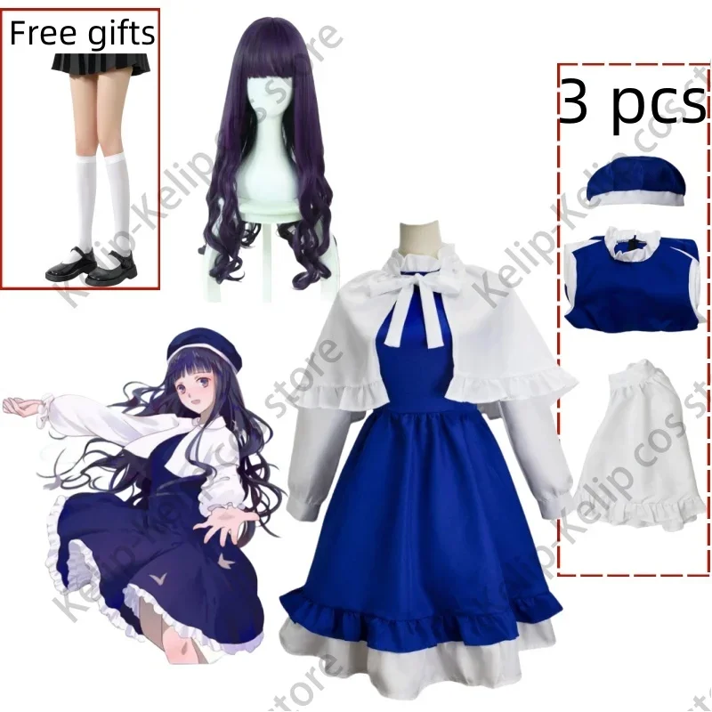 Anime Cardcaptor Sakura Card Captor Tomoyo Daidouji Cosplay Costume Singer Blue Dress Wig Adult Woman Cute Kawaii Carnival Suit