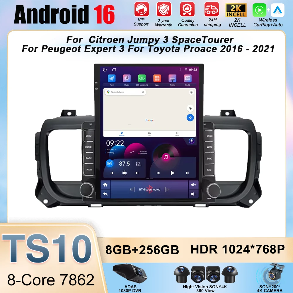 Car Video For Citroen Jumpy 3 SpaceTourer For Peugeot Expert 3 For Toyota Proace 2016 - 2021 Android GPS Navigation Multimedia