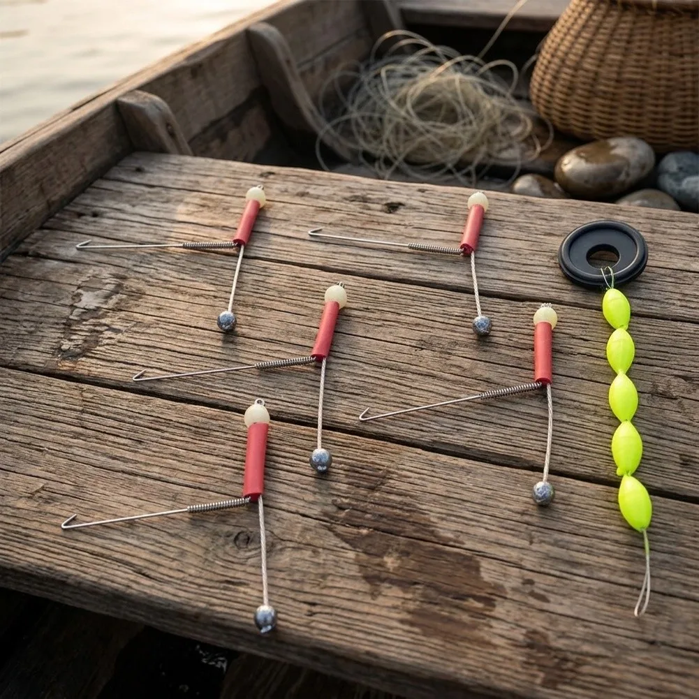 Stainless Steel Hook Fishing Weighted Hook For Rock Fishing Metal Construction Plastic Float Included Night Light Function