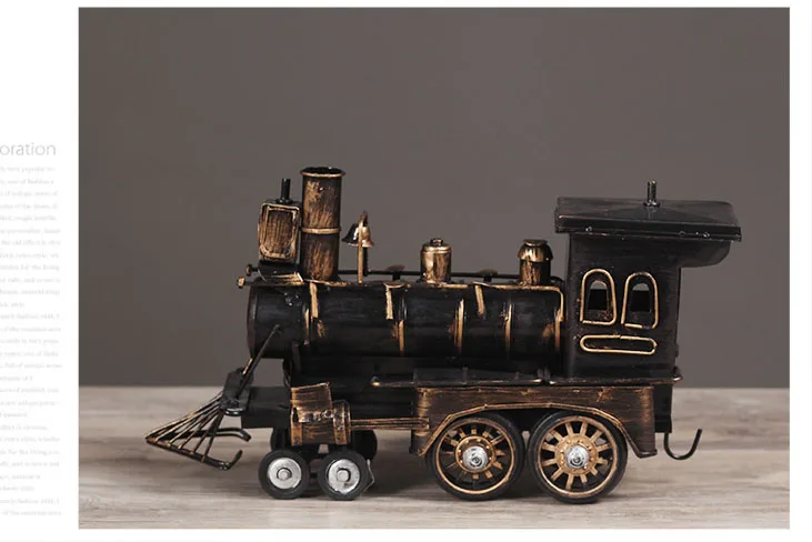 TOP COOL ROCK Vintage handcraft Retro iron Steam locomotive Train model -HOME office  Decor art statue 29CM