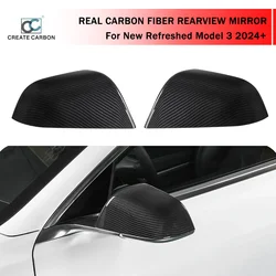 Carbon Fiber Side Door Rearview Mirror Guard Cover for Tesla Refreshed Model 3 Highland Performance (2024+) Rearview Mirror Cap