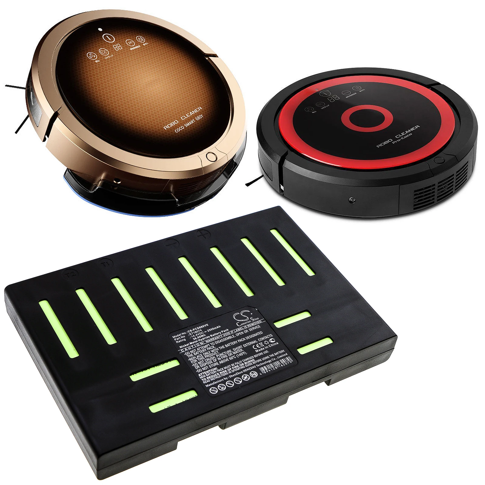 Ni-MH Vacuum Battery for CleanMate, Proscenic, RoboJet, 14.4V, 2500mAh, QQ-5a, Pro QQ6, Pro coco, Smart 680T, 902S, 902 NONO,Air