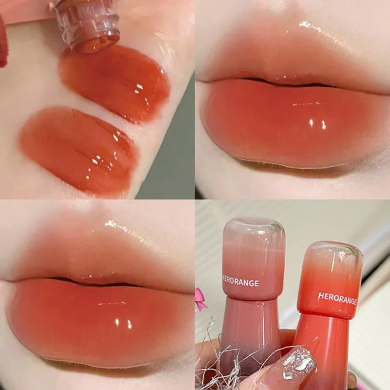 Jelly Mirror Water Lip Glaze Waterproof Moisturize Sexy Red Lip Tint Lipstick Makeup Lasting Non-stick Cup Lip Gloss Cosmetics