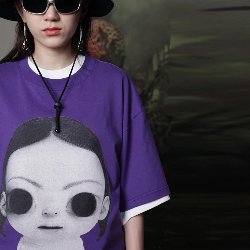 

Heavier Weight 260G Look Me I'm Lonely ort Sve T-irt Game Design round Ne Loose Fit Summer Faion for Men
