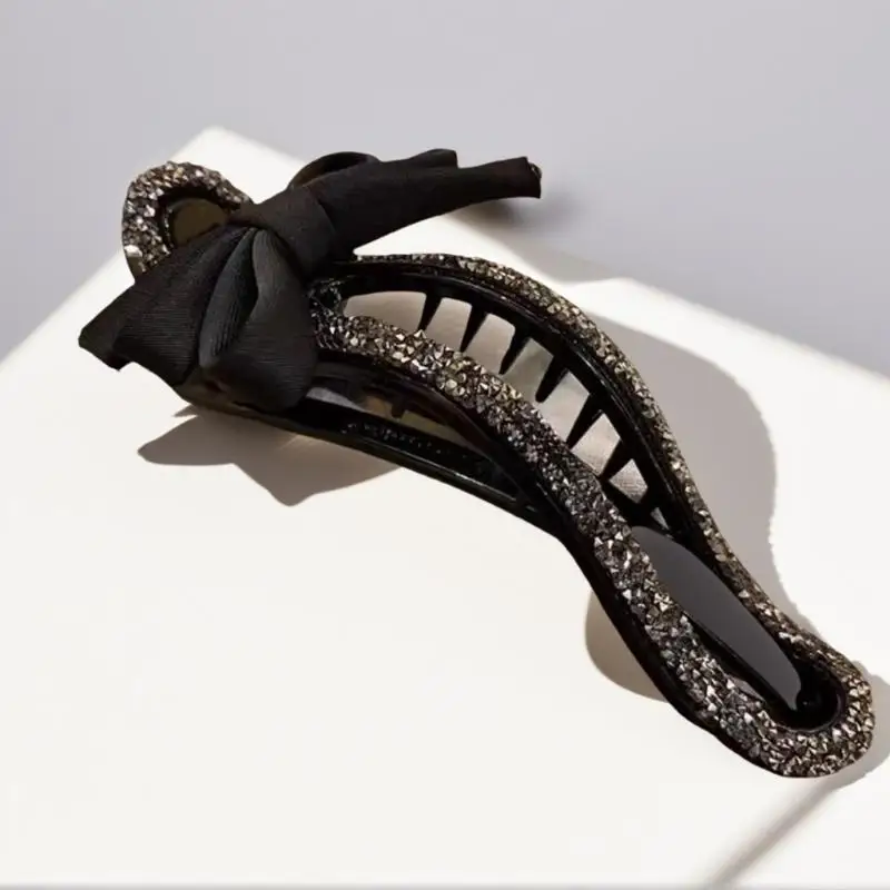

(Лето6) Заколка в виде утконоса со стразами, классический черный бант, удобная заколка для волос, универсальная модная заколка для девочек, аксессуары для волос