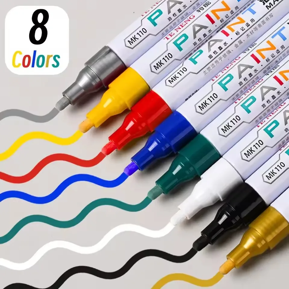 

MOBIDEA 4 Colors Quick Dry Waterproof Car Scratch Repair Pen Auto Paint Marker for Wheel Tyre