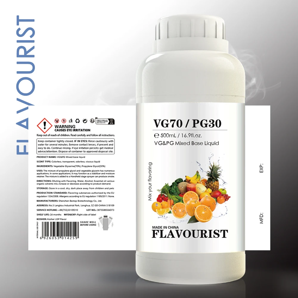 FLAVOURIST 500mL 1 Liter VG PG E Mixed Base Liquid Propylene Glycol and Vegetable Glycerine wape Juice 500mL in Bottle