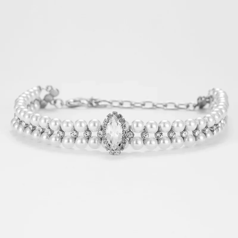 Collar de perlas con diamantes de imitación de cristal para perro y gato, correa ajustable de cuero PU para el cuello, accesorios para perros