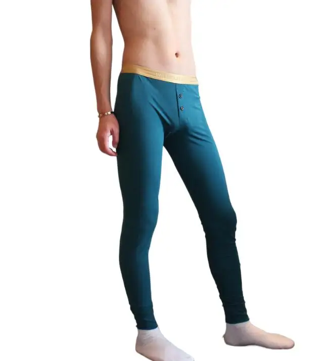 Men Cotton Thermal Long Johns Button Fly Combed Underwear Warm Base Layer Pants No Binding Breathable No Pilling Leggings