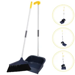 Broom Dustpan Set Heavy Duty Indoor Garbage Scoop Brush Dust Clean Set Floor Garbage Can Outdoor and Dustpan Set