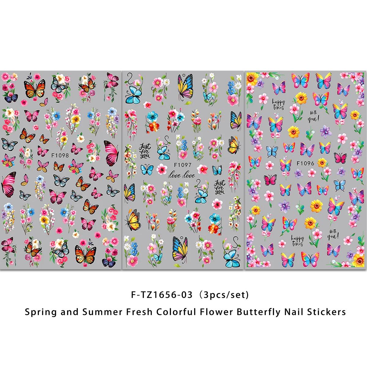 Frühlings- und Sommerblumen-Schmetterlings-Nagelsticker, einfach anzubringen für die Nageldekoration, zum Selbergestalten, als Geschenk, für Partys und zur Gestaltung von Make-up für Hochzeiten. – Detail 26