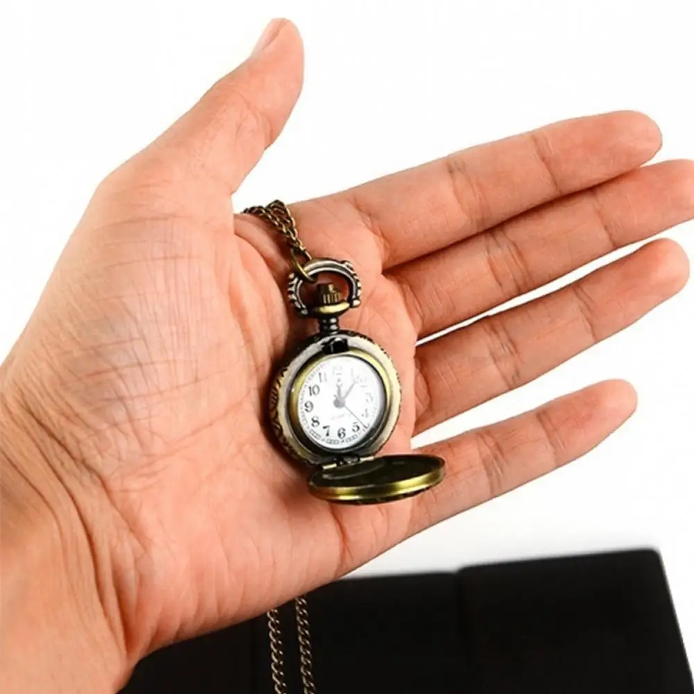 Retro Vintage Pocket Watch Steampunk Quartz Necklace Carving Pendant Chain Clock Pocket Watch Pendant Bag Accessories