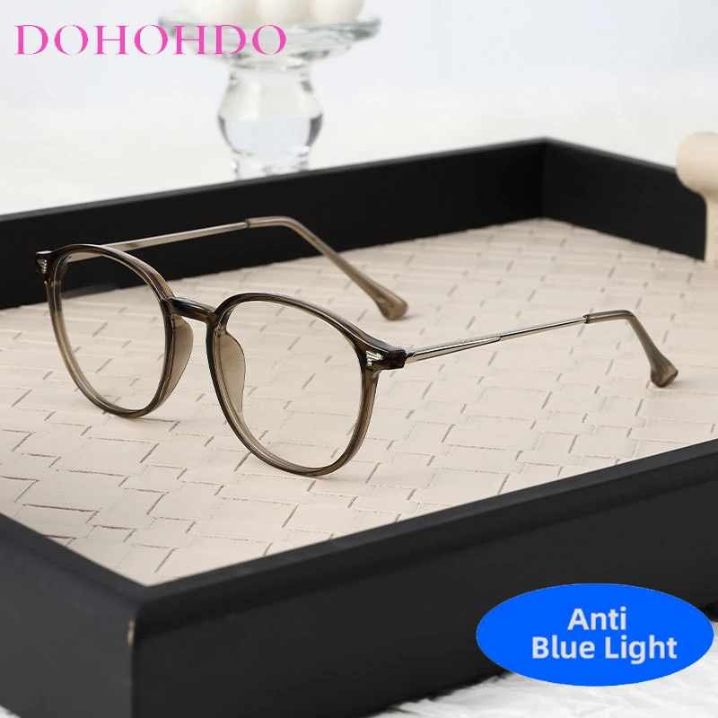 

2025 Retro Brand Design Round Glasses Frame Women TR90 Anti-blue Light Computer Eyeglasses Fashion Classic Eyewear Ladies Lentes