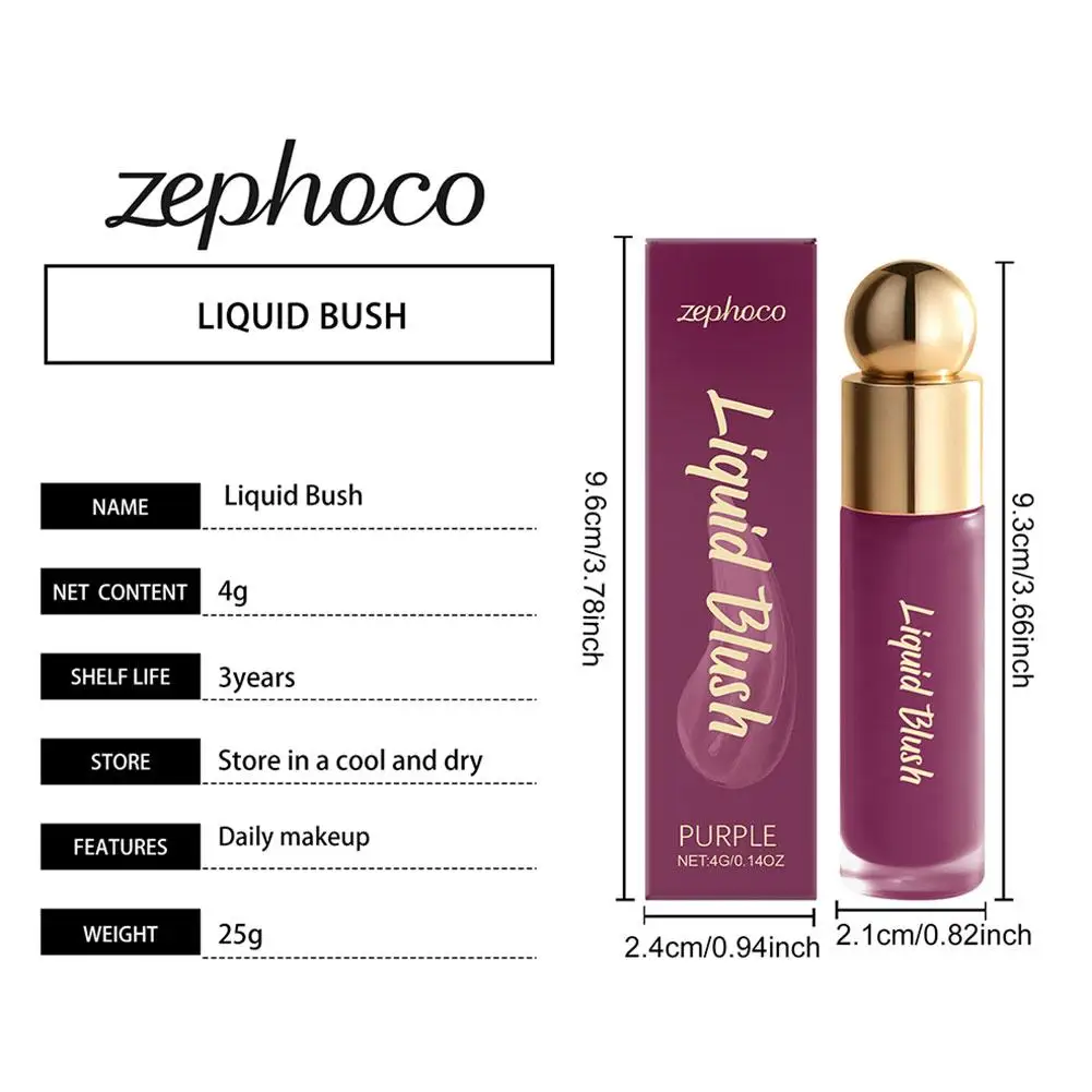 Zephoco 3in1 أحمر الخدود السائل متعدد الوظائف ماركة ترطيب الأرجواني الوردي الأحمر الوجه الشفاه العين دائم لينة الطبيعية ماكياج الوجه أحمر الخدود #5