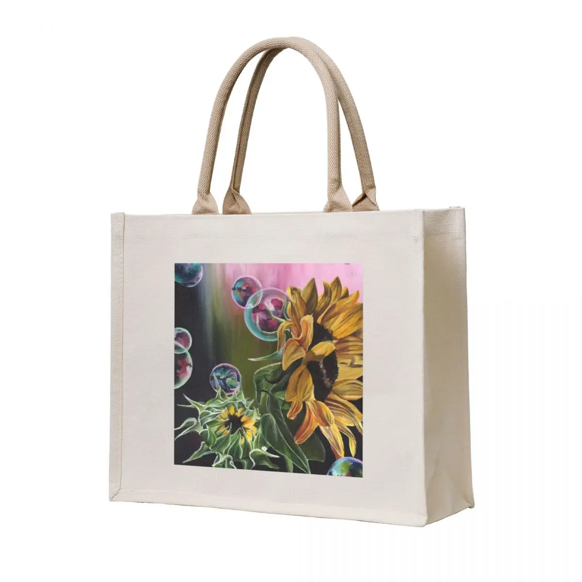 

Sunflowers & Bubbles Tote Bag cute tote bag reusable grocery bags custom tote bag