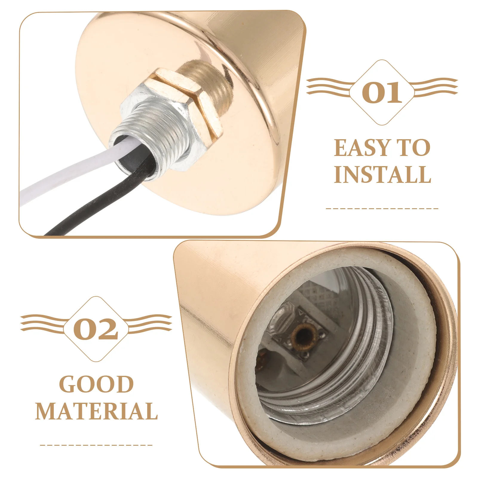 

2Pcs Lamp Holder E27 Socket Hanging Light Ceiling Fixture Durable Replacement for Kitchen Living Room Office Lighting