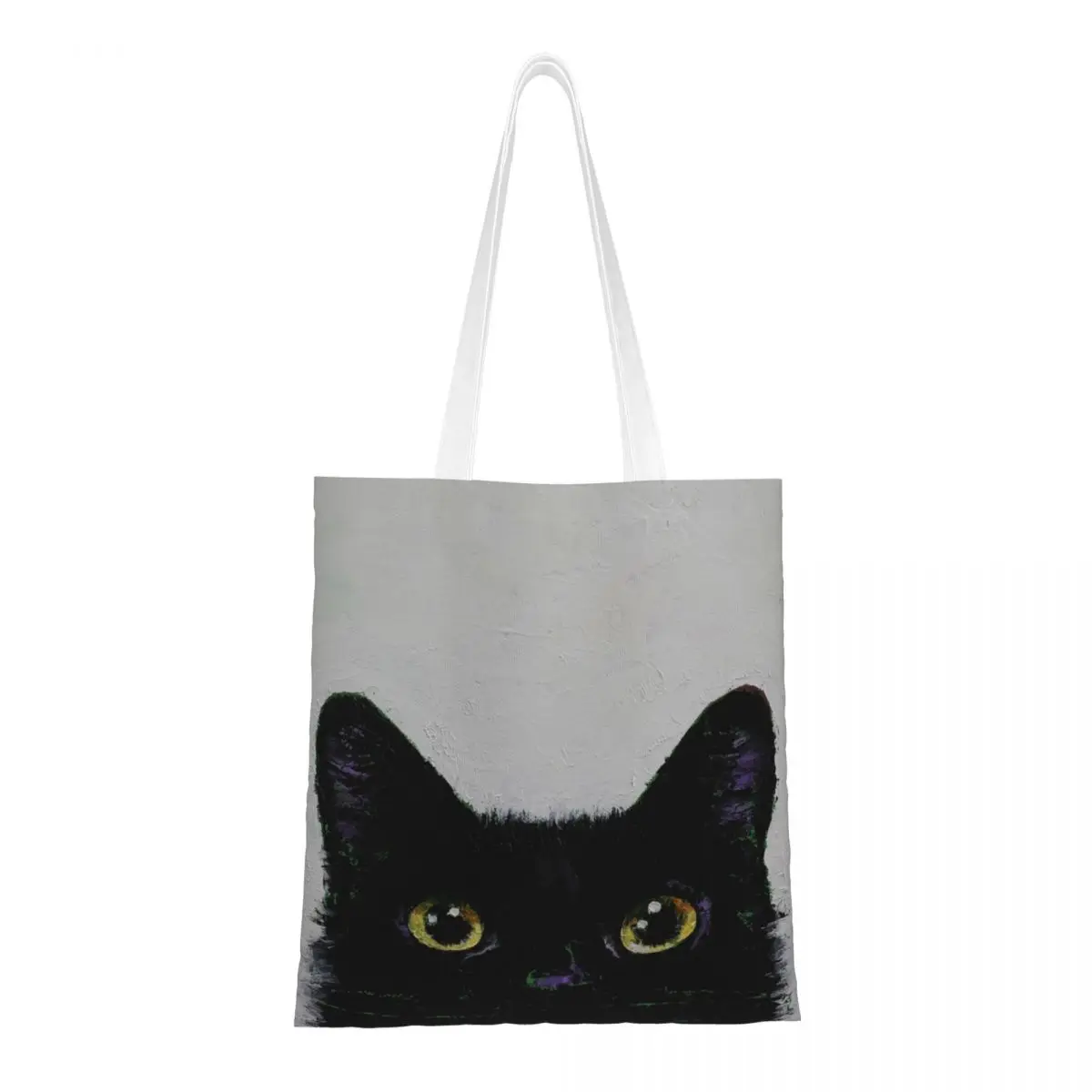 Sac à main fourre-tout en toile pour animaux de compagnie, sacs de shopping réutilisables pour unisexe, chat noir, amoureux des chatons