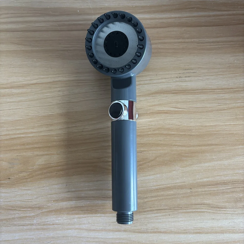 ``` High Pressure Boost Handheld Shower Head, Massage Silicone Nozzle Showerhead with One-Key Stop Button for Bathroom ```