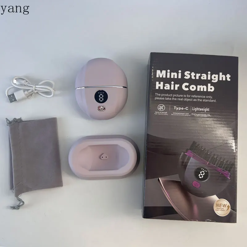 YJQ Multifunctional Mini Hair Straightening Comb Fluffy High Cranial Top Wireless Hair Comb Heated Ion Hair Straightener