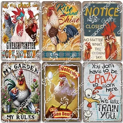 Retro Chicken Poster Metal Tin Signs Rooster Hen Eggs Metal Plate Vintage Wall Decor Club Farm Chicken Coop