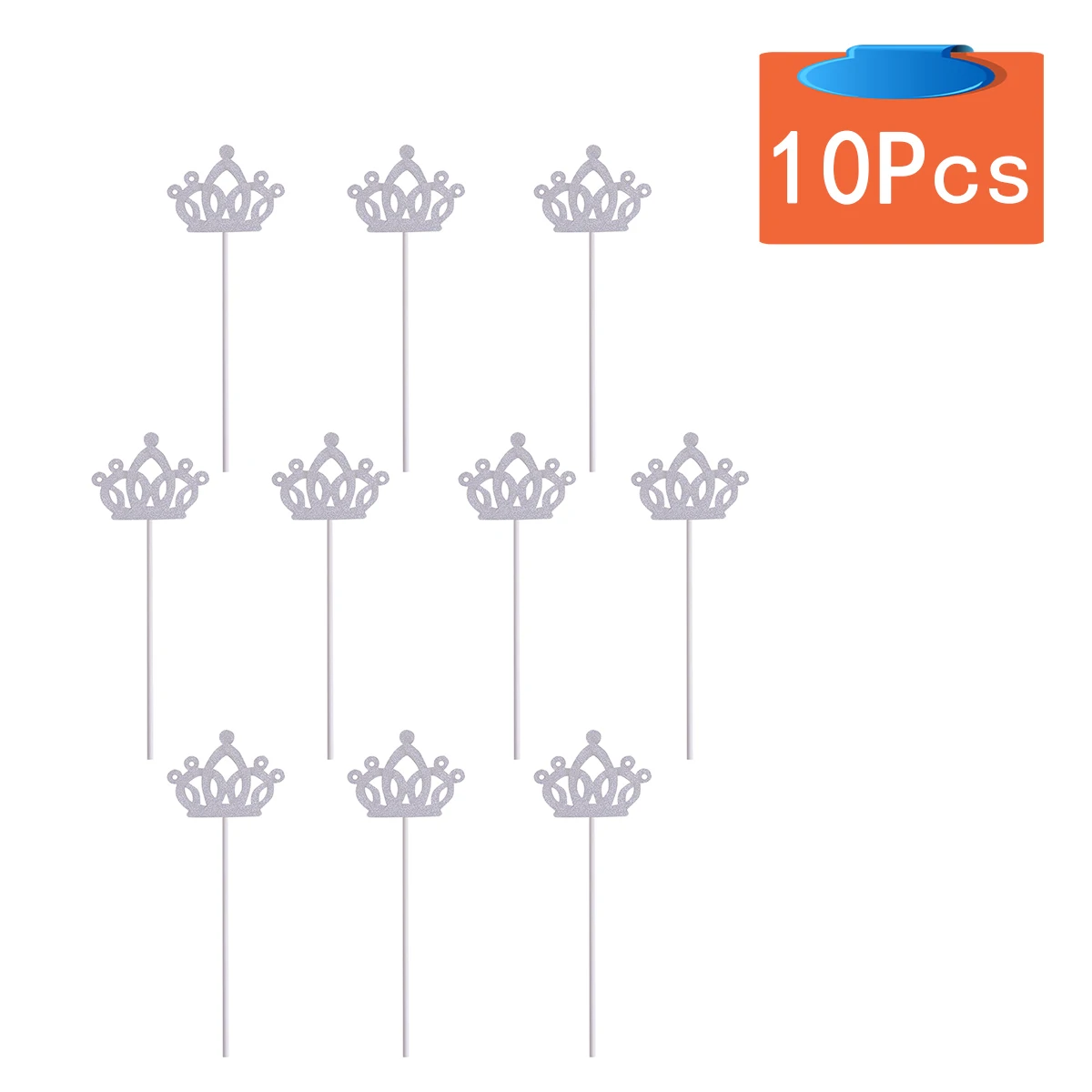 

10 pcs Cake Flags Crown Picks Birthday Decor Cupcake Topper Safe Non-Toxic Cardboard Party Supplies