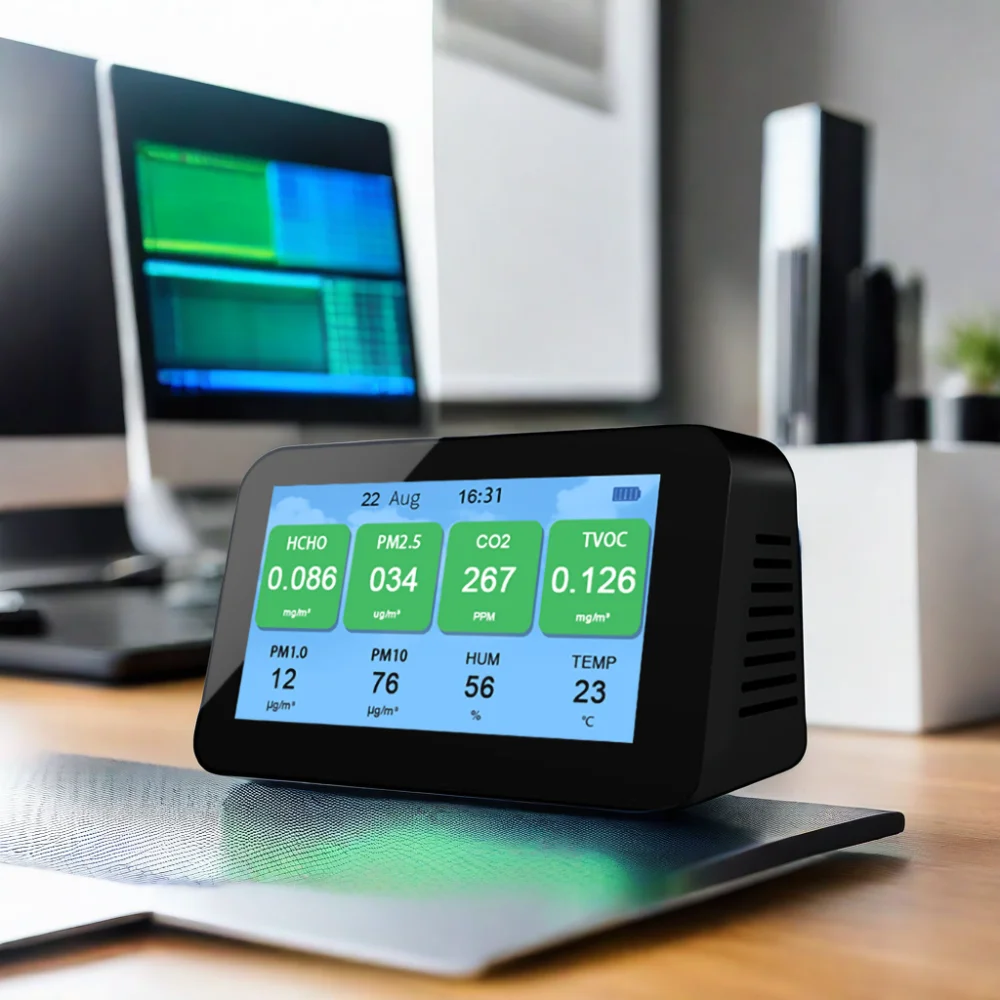 Dienmern Portable Air Quality Monitor New PM2.5 CO2 HCHO AQI Detector Formaldehyde Air Pollution Meter PM1.0 PM10 Gas Analyzers
