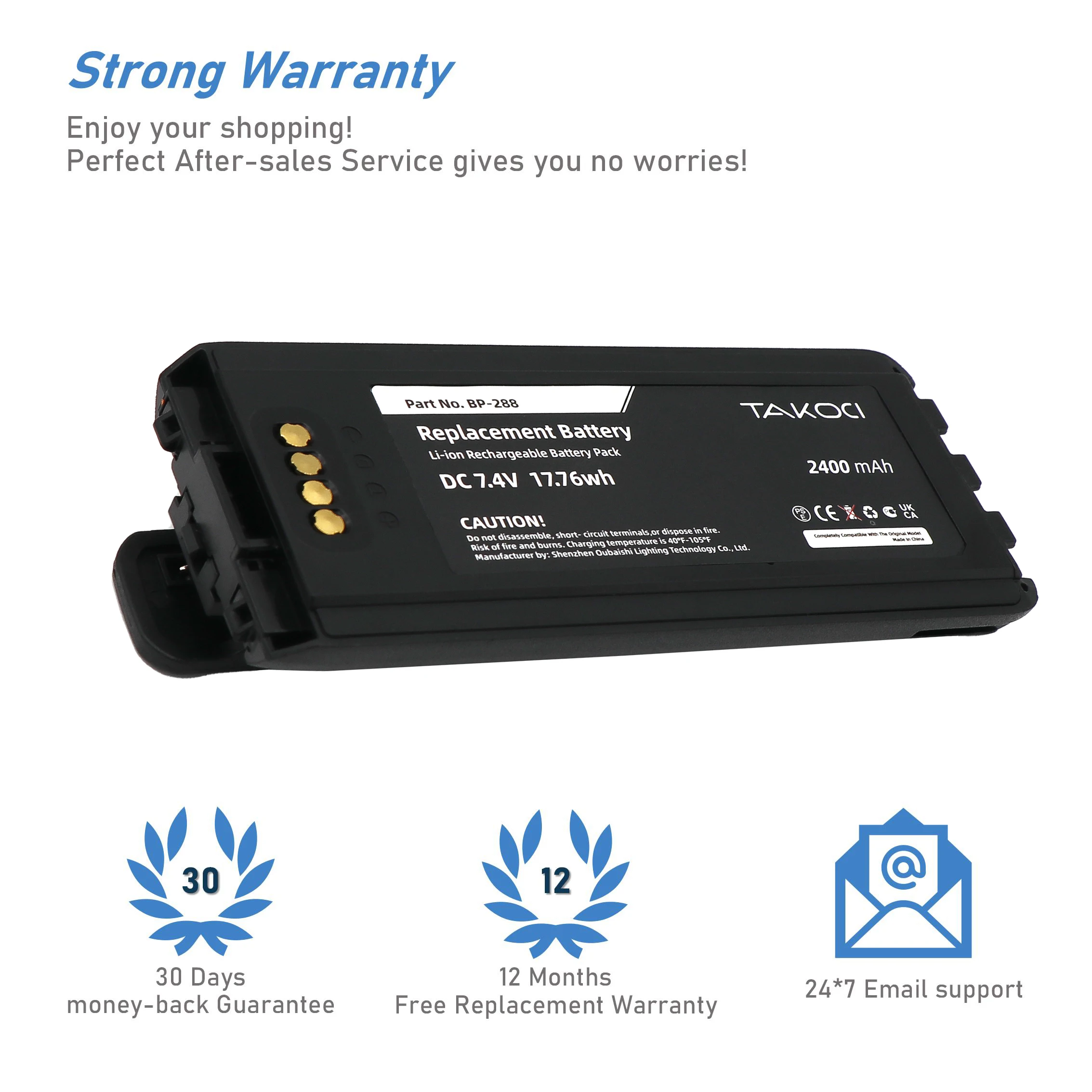 Replacement Battery for Icom  IC-A25, IC-A25CE, IC-A25N, IC-A25NE BP-288 7.4V/mA