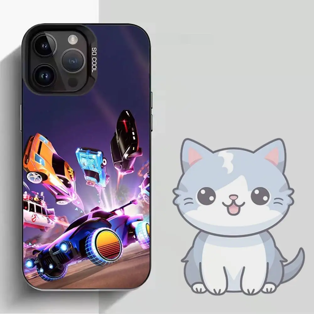 حافظة هاتف لعبة R-Rocket L-League لهاتف iPhone 16,15,14,13,12,11,Mini,Pro,MAX غطاء أسود غير لامع مقاوم للصدمات