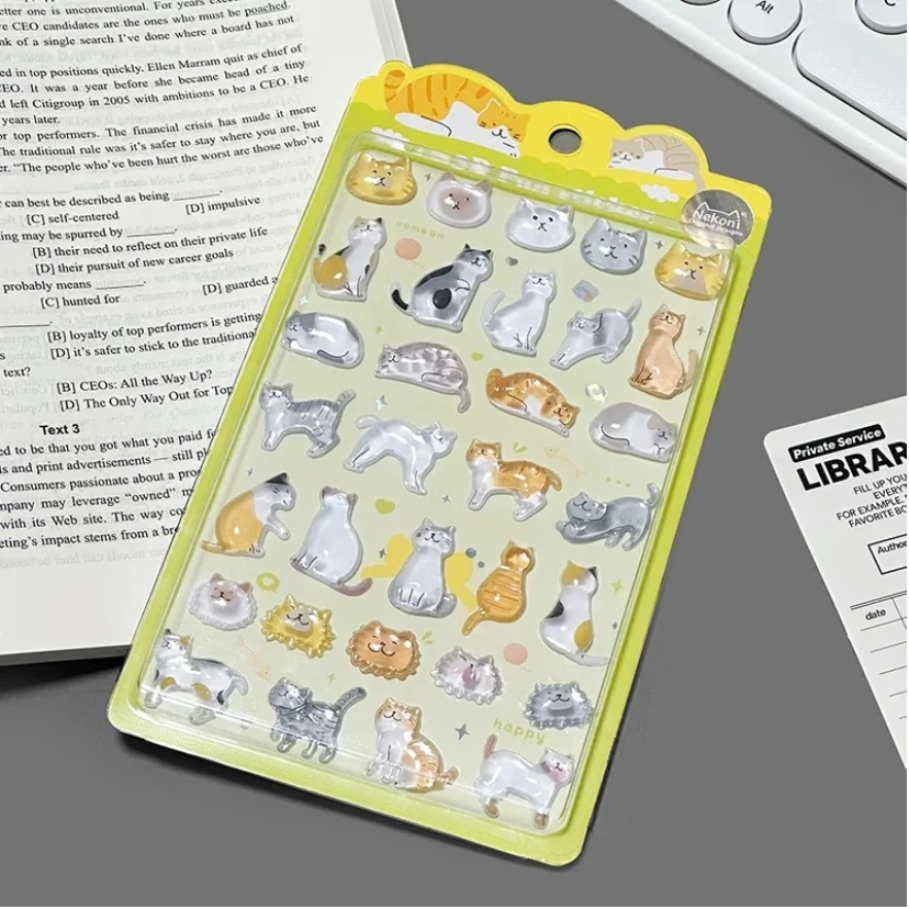 

3D однотонные забавные 3D-наклейки с животными-милые прозрачные декоративные наклейки для детей