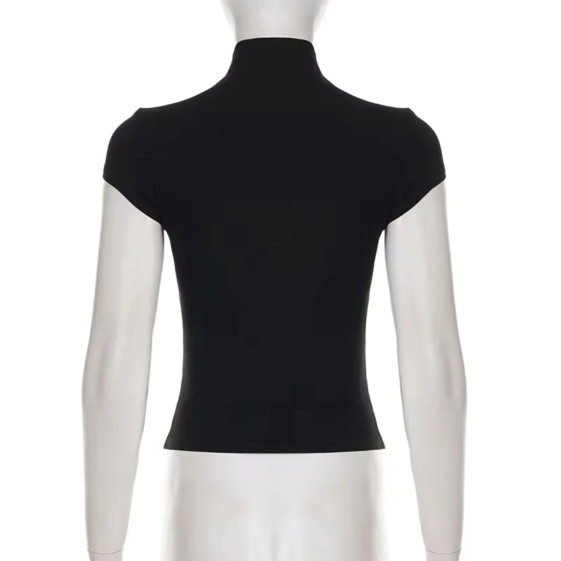 Amerikaans retro y2k Millennium Spice Girl design sense-knoopsluiting slank sexy origineel meerjarig effen kleurig topje zomer nieuw topje voor dames