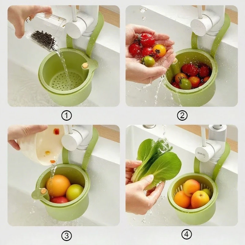 1PC Hanging Sink Drain Basket Daily Fruit Cleaning Utensils Household Removable Kitchen Food Residue Filter view 4